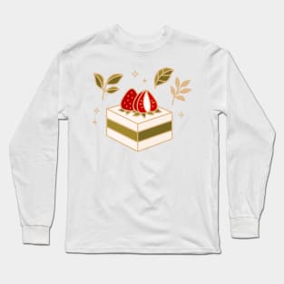Matcha cake with strawberries Long Sleeve T-Shirt